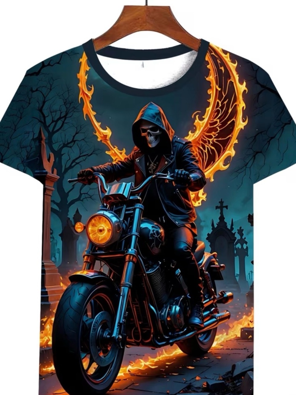 Mens Skull Rider Motorcycle Graphic Tee - 4x